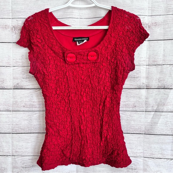 FRANK LYMAN Red Top with Lace Size 6 - Picture 1 of 6